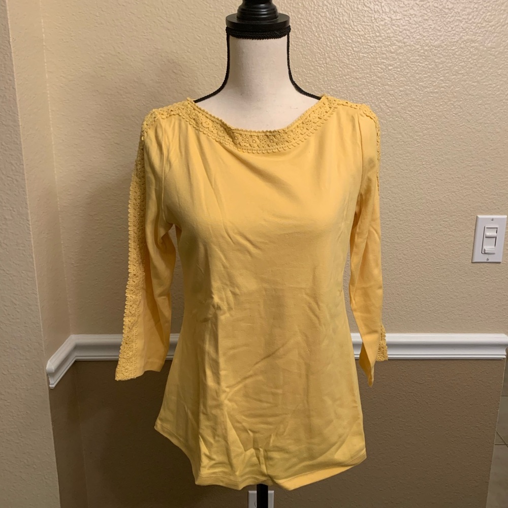 Karen Scott “Warm Gold” Core Knits Top Size Small